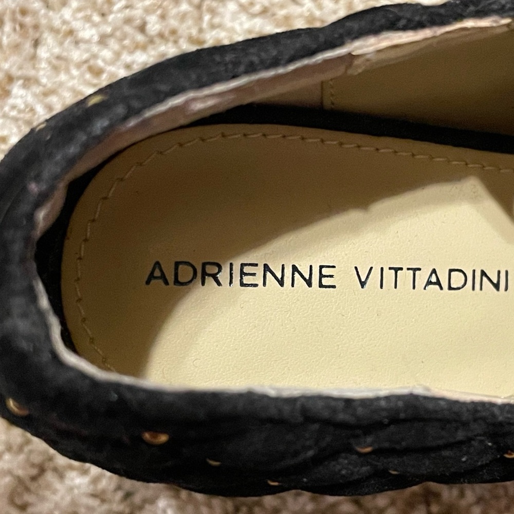 Adrienne Vittadini Black Suede Cuffed Studded Ankle Bootie stiletto 9-1/2 M EUC - Picture 14 of 16